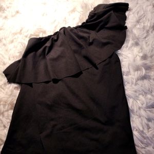 Girls Tankini Ruffled One Shoulder Top Black Sz 12 New
